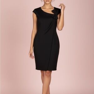 JAX Black Sheath Dress w/ Bow Detail & Polka Dot Lining – Size 2
